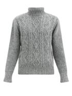 Matchesfashion.com Inis Mein - Cable-knit Merino-wool Blend Sweater - Mens - Grey