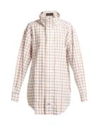 Matchesfashion.com Martine Rose - Checked High Neck Cotton Shirt - Womens - Brown Multi
