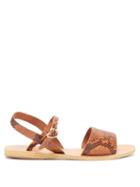 Matchesfashion.com Ancient Greek Sandals - Kaliroi Snake-effect Leather Sandals - Womens - Brown Multi