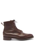 Edward Green - Galway Grained-leather Ankle Boots - Mens - Dark Brown