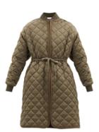 Matchesfashion.com See By Chlo - Drawstring Diamond-quilted Satin Coat - Womens - Khaki