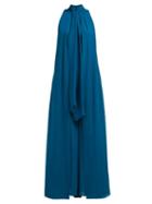 Matchesfashion.com Elie Saab - Tie Neck Layered Silk Georgette Jumpsuit - Womens - Blue