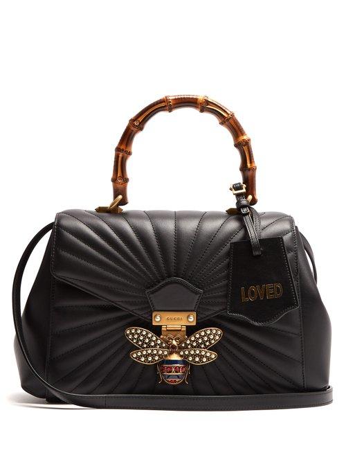 Matchesfashion.com Gucci - Queen Margaret Bamboo Handle Quilted Leather Tote - Womens - Black