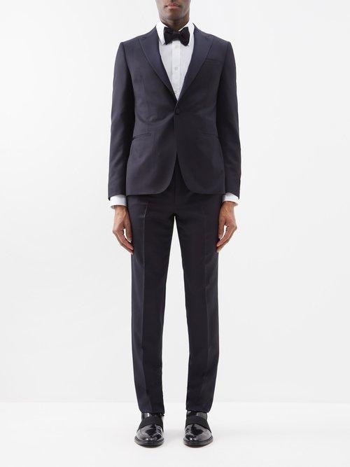 Zegna - Peak-lapel Wool-blend Tuxedo - Mens - Dark Blue