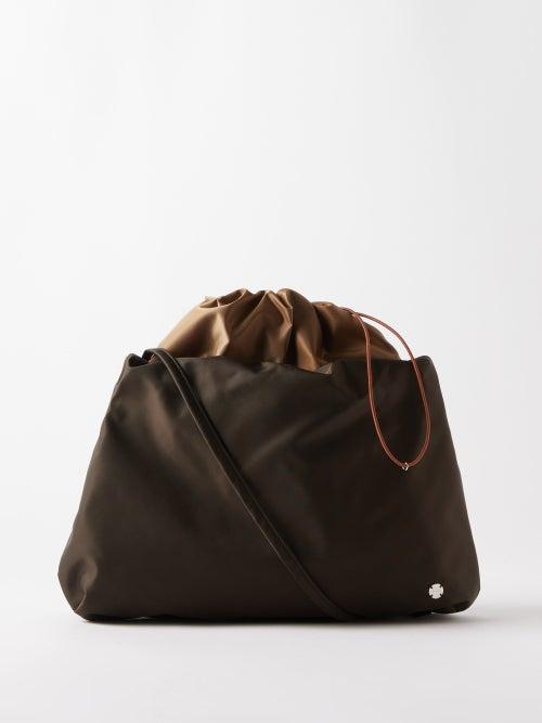 The Row - Bourse Xl Drawstring Nylon Clutch Bag - Womens - Dark Brown