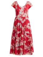 Matchesfashion.com Athena Procopiou - Heartbeats Floral Print Midi Dress - Womens - Pink Print