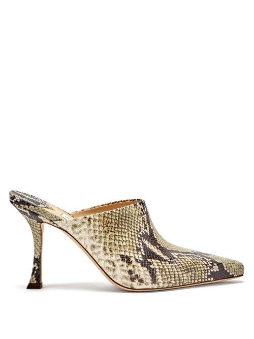 Matchesfashion.com Jimmy Choo - Rya 90 Python-effect Leather Mules - Womens - Python