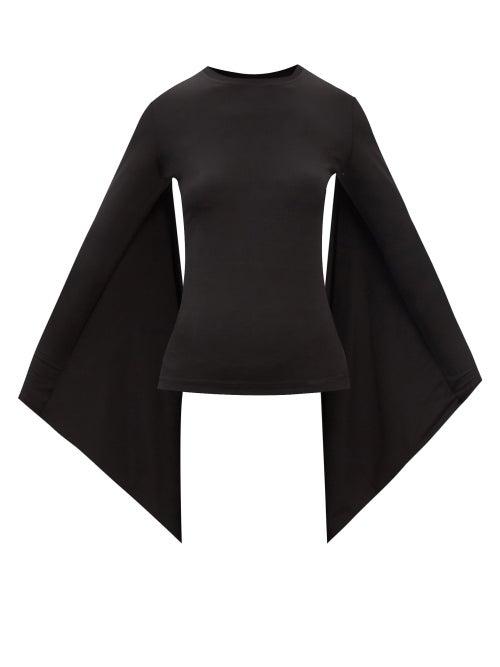Burberry - Draped-sleeve Jersey Top - Womens - Black