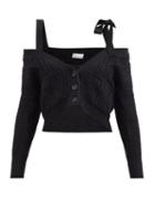 Redvalentino - Off-the-shoulder Cable-knit Cardigan - Womens - Black