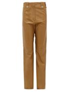 Matchesfashion.com Ludovic De Saint Sernin - Topaz Waist-tab Leather Trousers - Womens - Gold