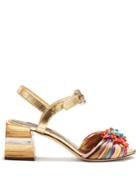 Dolce & Gabbana Coral-embellished Striped Sandals