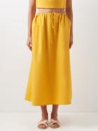 Three Graces London - Edmonia Drawstring-waist Cotton-poplin Skirt - Womens - Mid Yellow