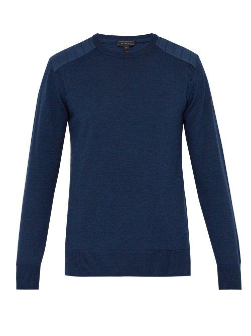 Matchesfashion.com Belstaff - Kerrigan Quilted Shoulder Wool Sweater - Mens - Blue