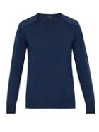 Matchesfashion.com Belstaff - Kerrigan Quilted Shoulder Wool Sweater - Mens - Blue