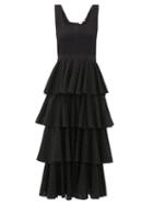 Matchesfashion.com Rhode - Naomi Tiered Cotton Broderie-anglaise Dress - Womens - Black