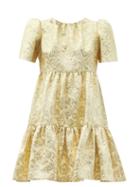 Matchesfashion.com Dolce & Gabbana - Tiered Brocade Mini Dress - Womens - Yellow Gold