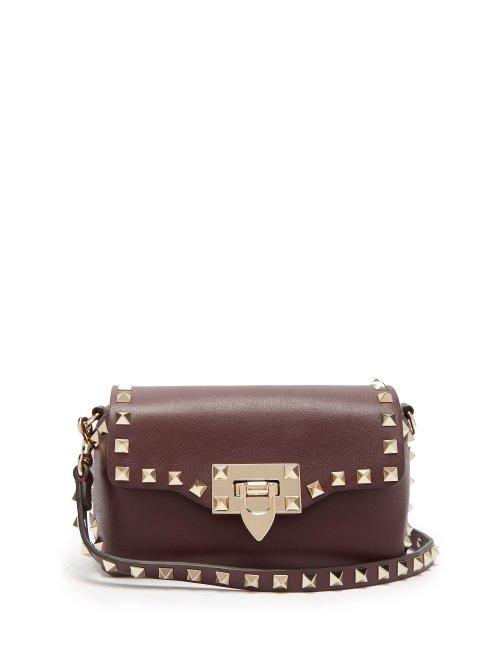 Matchesfashion.com Valentino - Rockstud Mini Leather Cross Body Bag - Womens - Burgundy