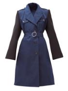 Matchesfashion.com Maison Margiela - Belted Cotton-gabardine Trench Coat - Womens - Blue Multi