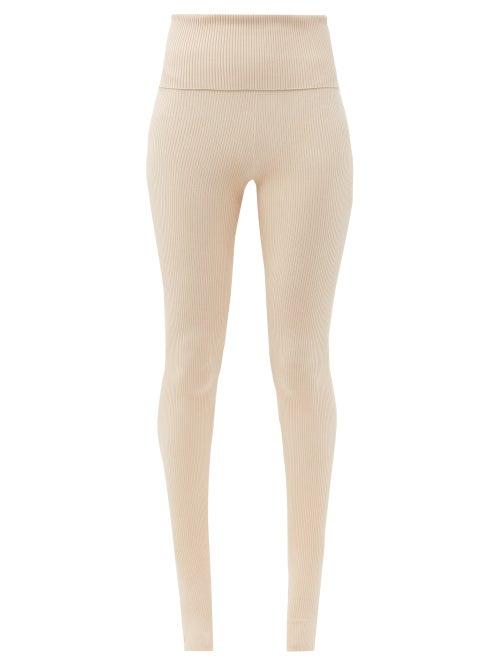 Matchesfashion.com Live The Process - Seamless Ballet Stirrup-cuff Rib-knitted Leggings - Womens - Cream