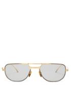 Matchesfashion.com Jacques Marie Mage - Roy Aviator Titanium Sunglasses - Mens - Gold