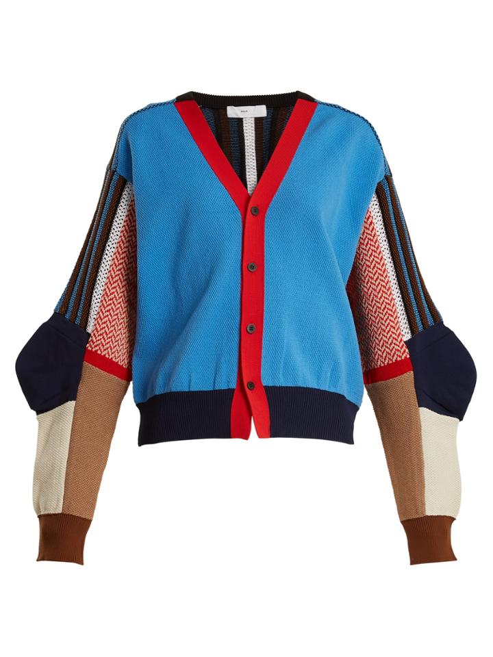 Toga Contrast-panel Cotton-blend Cardigan