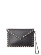 Matchesfashion.com Valentino Garavani - Rockstud Leather Envelope Pouch - Womens - Black