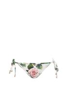 Matchesfashion.com Dolce & Gabbana - Rose-print Side-tie Bikini Briefs - Womens - White Print