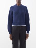 Proenza Schouler White Label - Cutout-nape Brushed-wool Sweater - Womens - Dark Blue