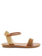 Matchesfashion.com Christian Louboutin - Cordorella Spike-embellished Leather Sandals - Womens - Tan Gold