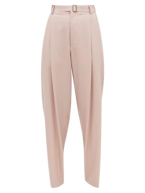 Matchesfashion.com Edward Crutchley - Belted Wool-crepe Wide-leg Trousers - Womens - Pink