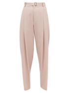 Matchesfashion.com Edward Crutchley - Belted Wool-crepe Wide-leg Trousers - Womens - Pink