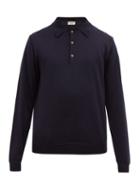 Matchesfashion.com Ditions M.r - Maxime Merino Wool Knitted Polo Shirt - Mens - Navy