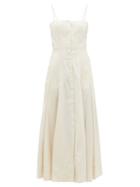 Ladies Rtw Gabriela Hearst - Quillaume Silk-poplin Midi Dress - Womens - Ivory