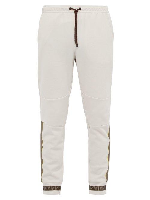 Matchesfashion.com Fendi - Ff Print Cotton Blend Track Pants - Mens - Light Grey