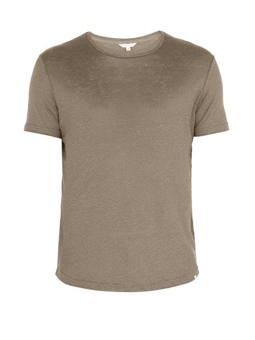 Matchesfashion.com Orlebar Brown - Ob T Crew Neck Linen Jersey T Shirt - Mens - Grey