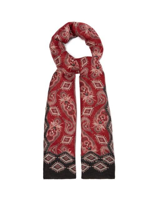 Matchesfashion.com Etro - Paisley-print Linen-blend Gauze Scarf - Mens - Red Multi