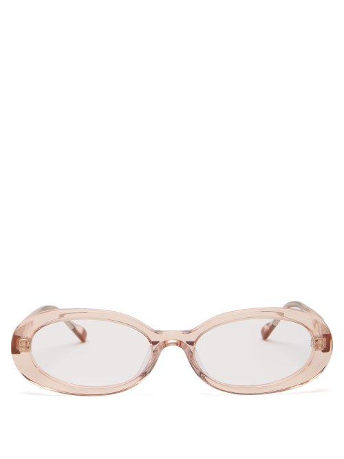 Matchesfashion.com Le Specs - Outskirt Oval Frame Acetate Glasses - Womens - Light Pink