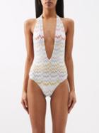 Missoni - Zigzag Halterneck Plunge Swimsuit - Womens - Multi