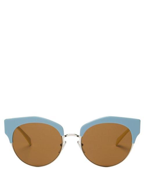 Matchesfashion.com Marni - Graphic Cat Eye Acetate Sunglasses - Womens - Blue Multi