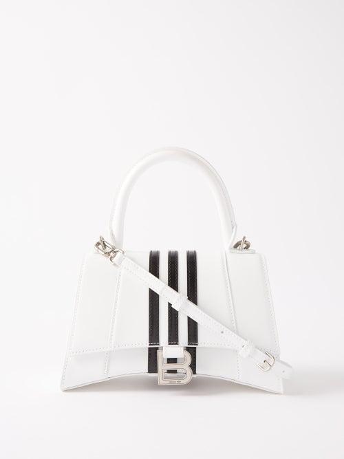 Balenciaga - X Adidas Hourglass Xs Striped Leather Handbag - Womens - White Black