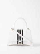 Balenciaga - X Adidas Hourglass Xs Striped Leather Handbag - Womens - White Black