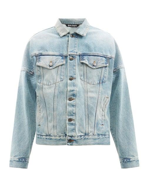 Matchesfashion.com Palm Angels - Logo-print Denim Jacket - Mens - Blue