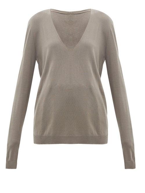 Matchesfashion.com Rick Owens Drkshdw - V-neck Wool Sweater - Womens - Grey