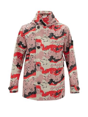 Matchesfashion.com Stone Island - Desert Camo-print Cotton-tela Hooded Jacket - Mens - Pink