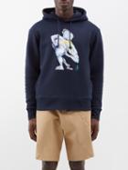 Jw Anderson - X Pol Anglada Printed Cotton-jersey Hoodie - Mens - Navy