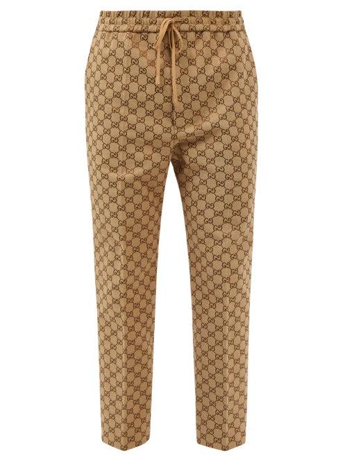 Gucci - Gg-jacquard Cotton-blend Canvas Trousers - Mens - Beige