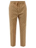 Gucci - Gg-jacquard Cotton-blend Canvas Trousers - Mens - Beige