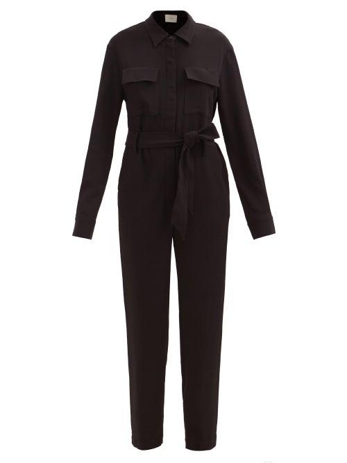 Asceno - Antwerp Crepe Jumpsuit - Womens - Black