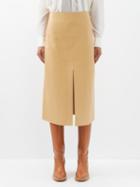 Chlo - Slit-front Leather Midi Skirt - Womens - Tan
