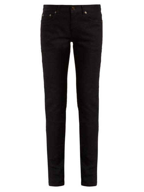 Matchesfashion.com Saint Laurent - Mid Rise Denim Skinny Jeans - Womens - Black